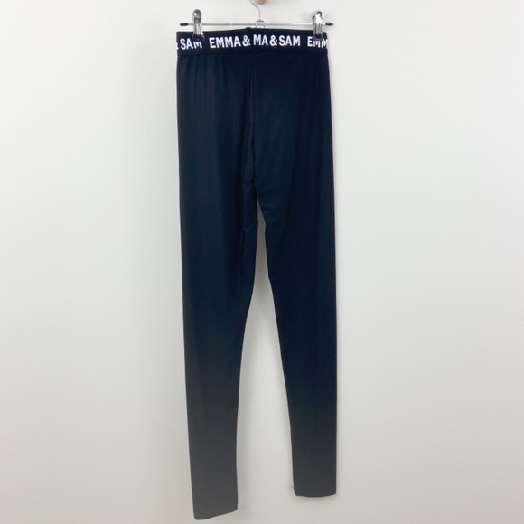 LF Emma & Sam black spell out nylon leggings XS - Picture 3 of 6